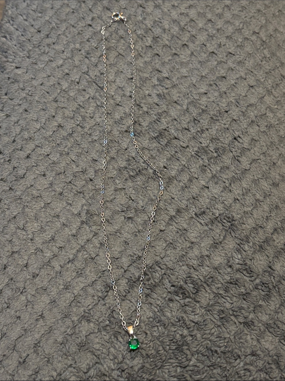 Sterling Silver Necklace with Green Pendant